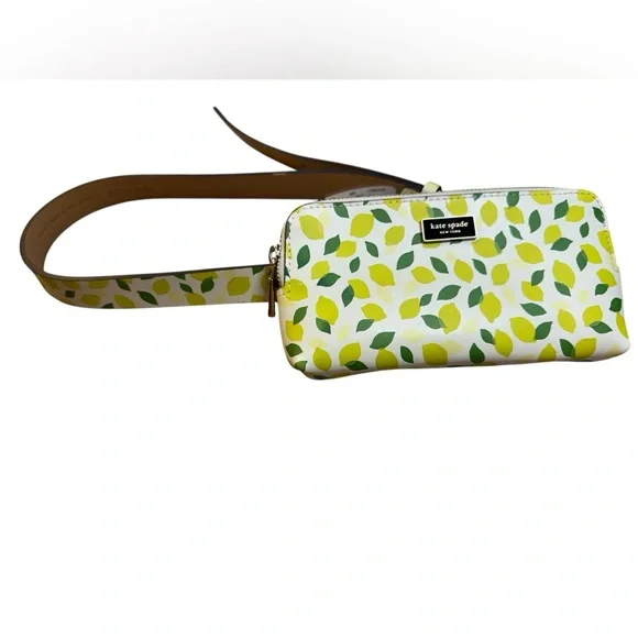 NWT -Kate Spade New York Zip Top Leather Belt Bag Lemon Toss Fanny Pack S/M - Picture 2 of 10